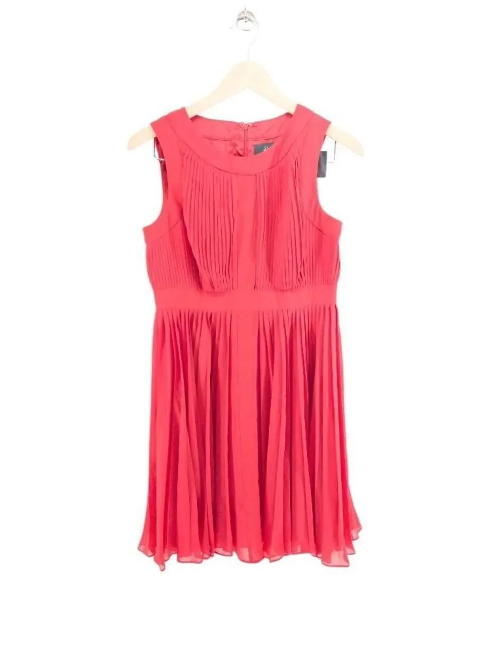 Adrianna Papell Poppy Red Pleated Chiffon Fit & Flare Mini Dress Size 8P